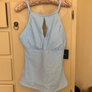 Tankini set. NEW WITH TAGS. Gorgeous blue pinstripe.